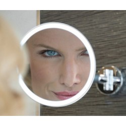 LED illuminated 3x magnifying mirror with rocker switch