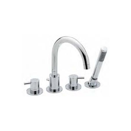 Round Lever 4 Hole Bath Shower Mixer