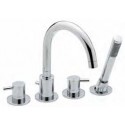 Round Lever 4 Hole Bath Shower Mixer