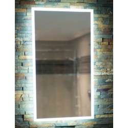 Landscape or portrait steam free LED mirror with ambient lighting & sensor switch.