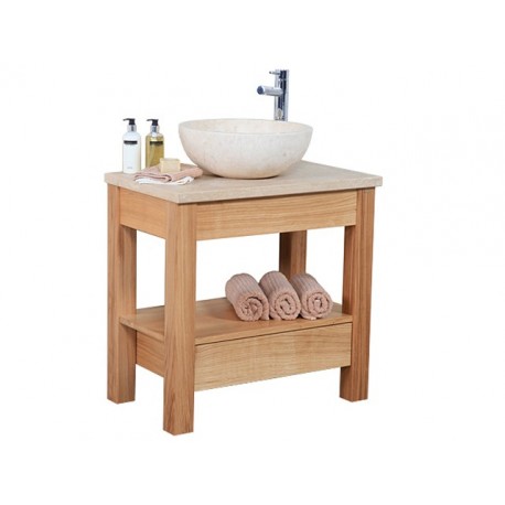 Set 2 Open Drawer Oak Vanity 75cm