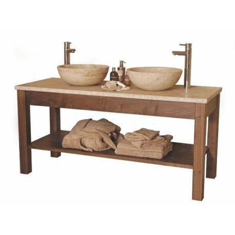 Set 2 Open Oak Vanity Walnut 152cm