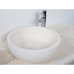 Style 5 Hand Crafted Ice Beige Stone Bowl(Dia 42cm Height 15cm)