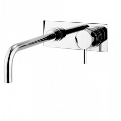 Round Lever Wall Basin Mixer with Plate